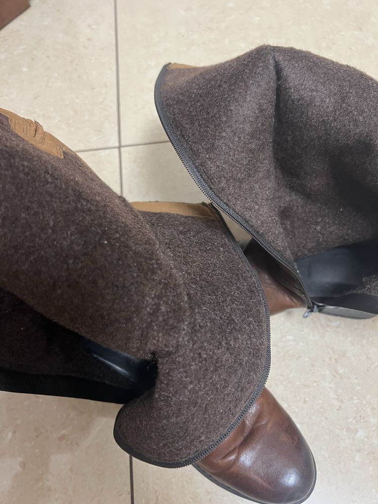 Сапоги ботфорты clarks 40 размер 26,8 см натуральна шкіра, шерсть