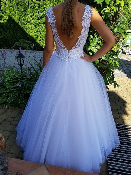 Suknia ślubna księżniczka XS - S  śnieżna biel tiul