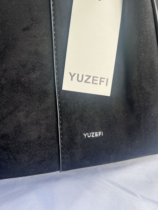 Сумка замшева шоколадна, чорна, велика