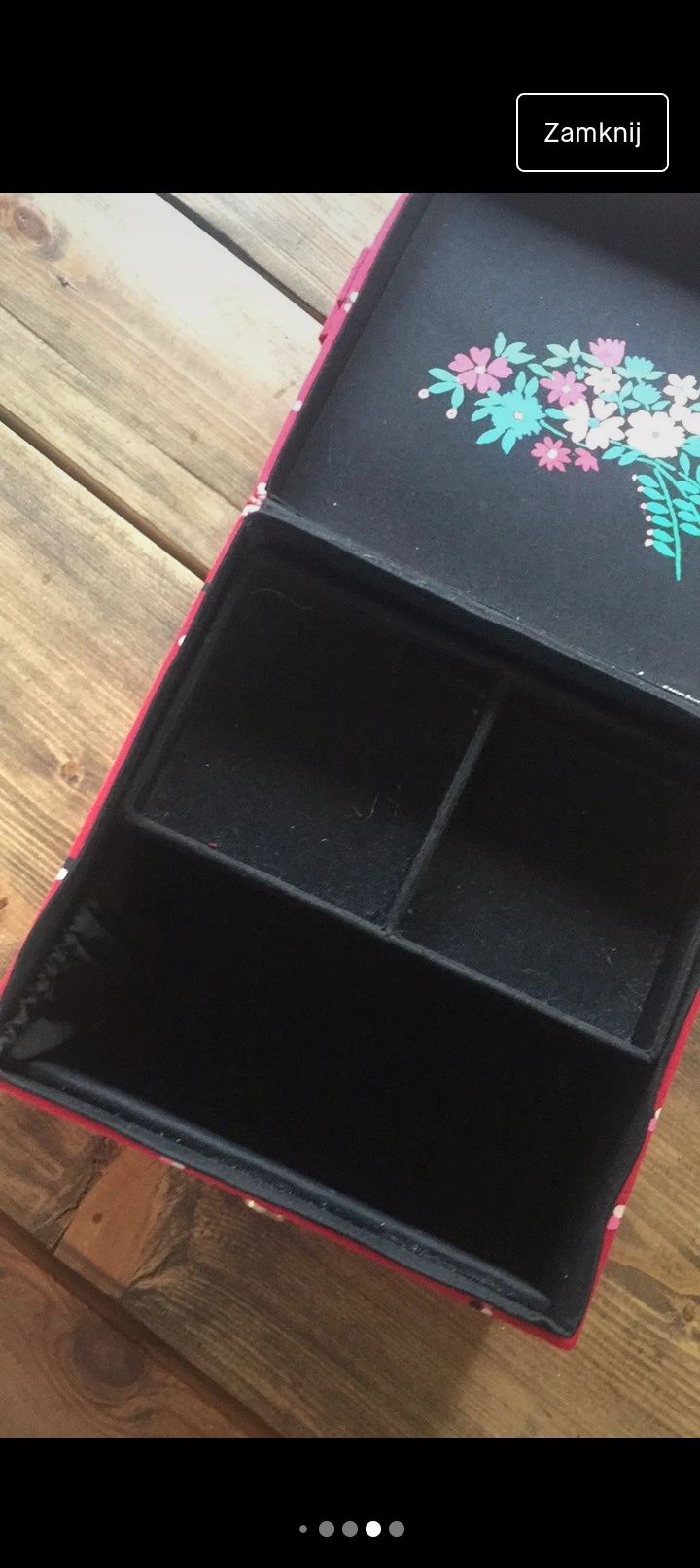 Piękne rozkładane pudełko puzderko  szkatulka na biżuterię pojemne na