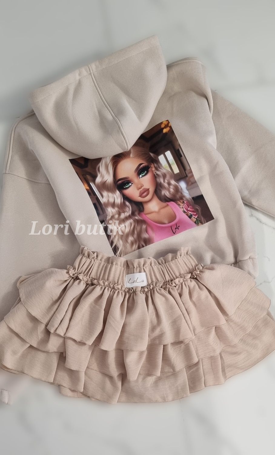 Bluza lalu laleczka spodniczko spodenki