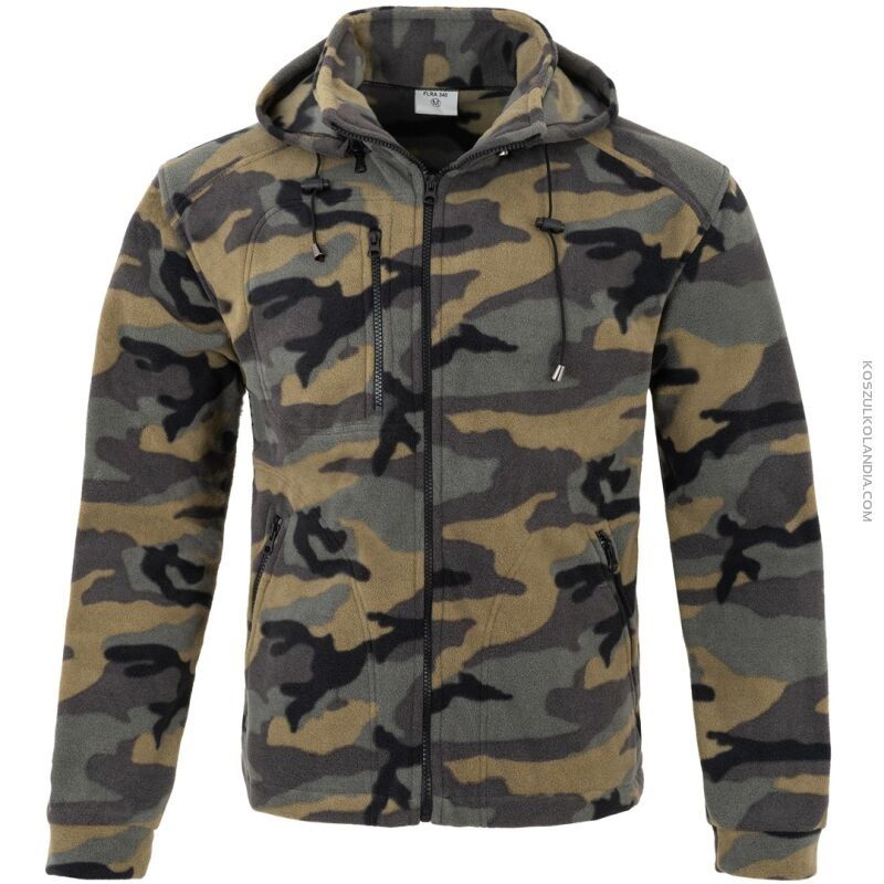 Bluza polarowa męska Moro Camouflage z kapturem 9 rozmiarów wojskowa