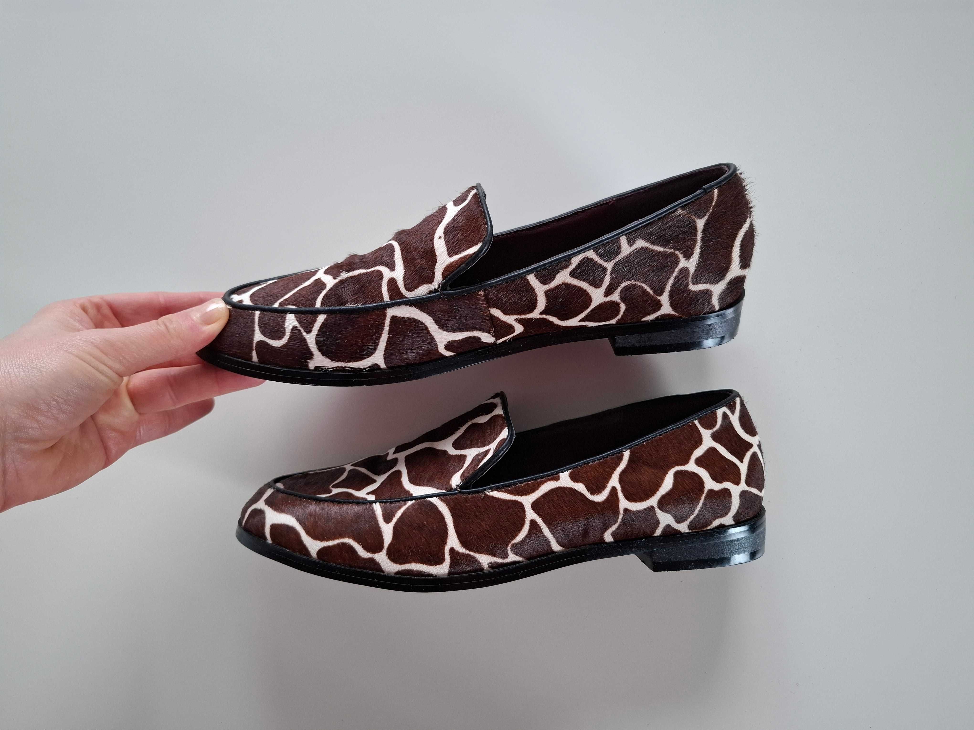 Buty damskie wzór żyrafa, 37, eleganckie loafersy ze zwierzęcym wzorem