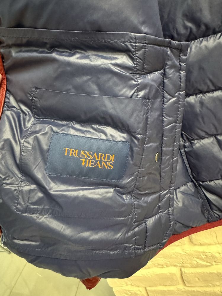 Męska kurtka burgund Trussardi Jeans z pierza puchu