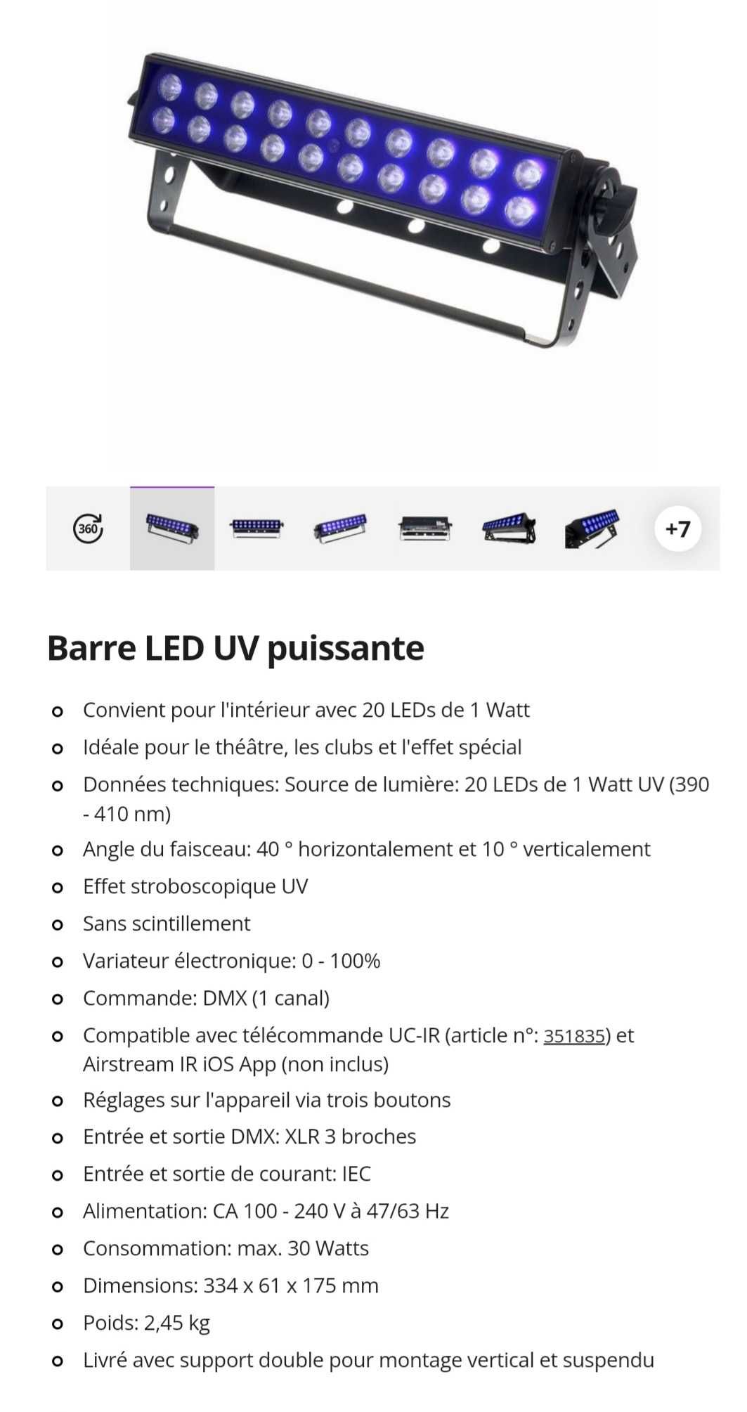 Rampa leds fluorescent uv