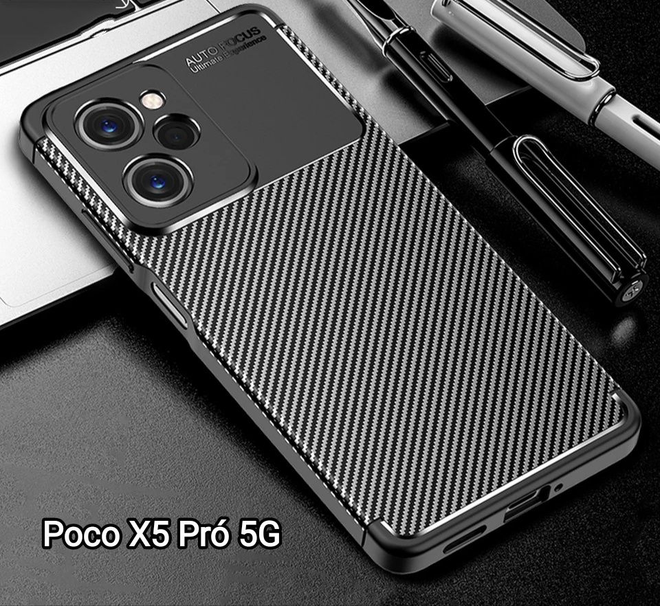 Capa T/ Fibra Carbono P/ Xiaomi Poco X5 Pró 5G/Redmi Note 12 Pró Speed