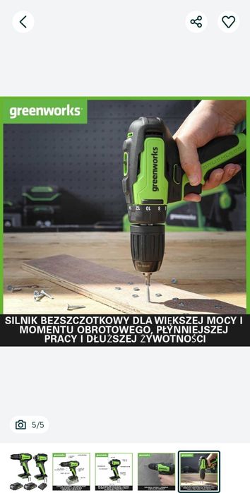 Greenworks Akumulatorowa Wiertarko-Wkrętarka i Zakrętarka Udarowa 24 V