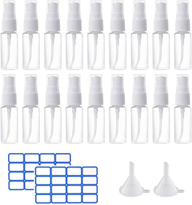18x Przezroczysta Butelka Spray z Rozpylaczem Atomizerem Lejkiem 30ml