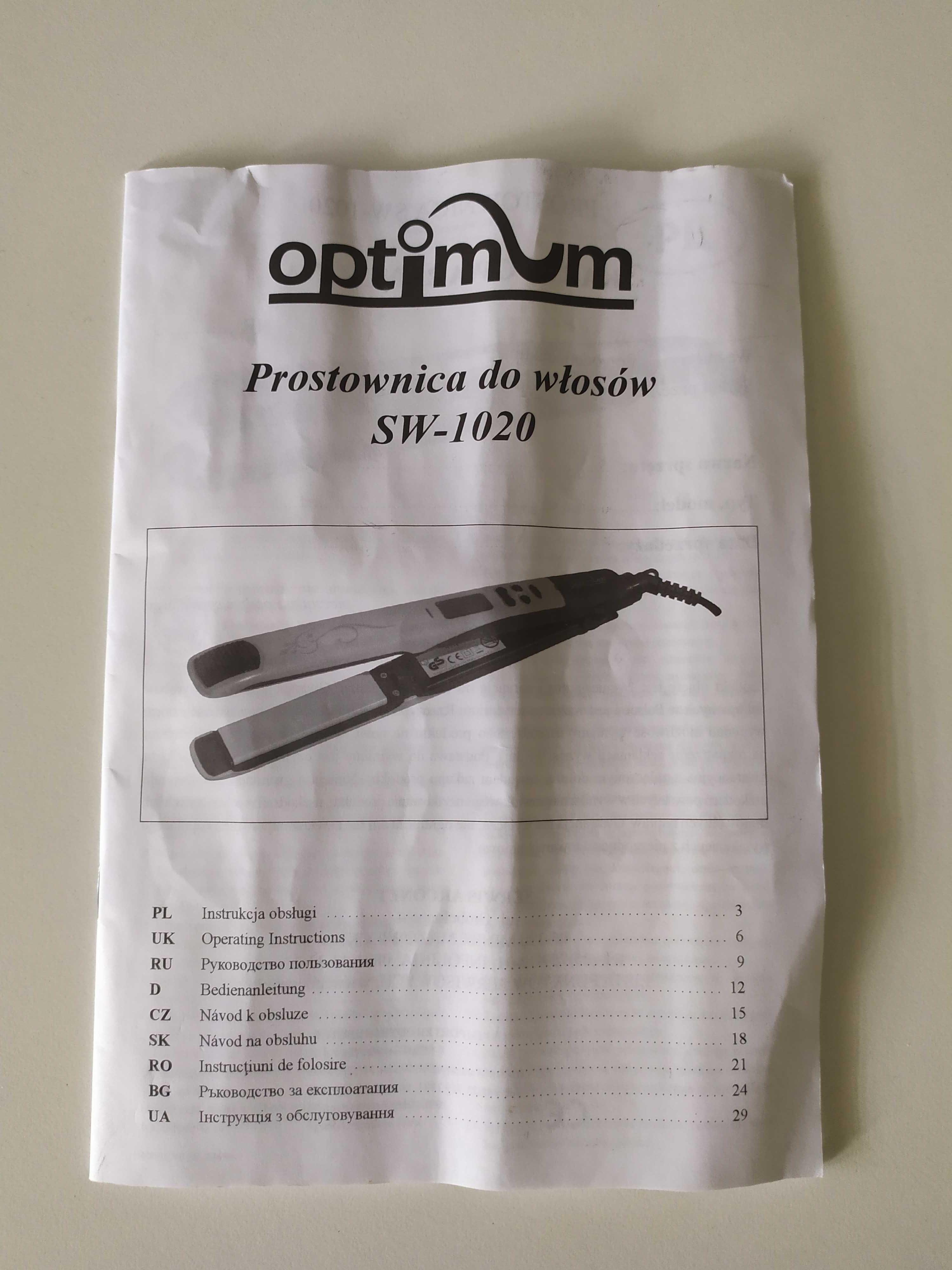 Prostownica optimum SW-1020 jonizacja seledynowy kolor