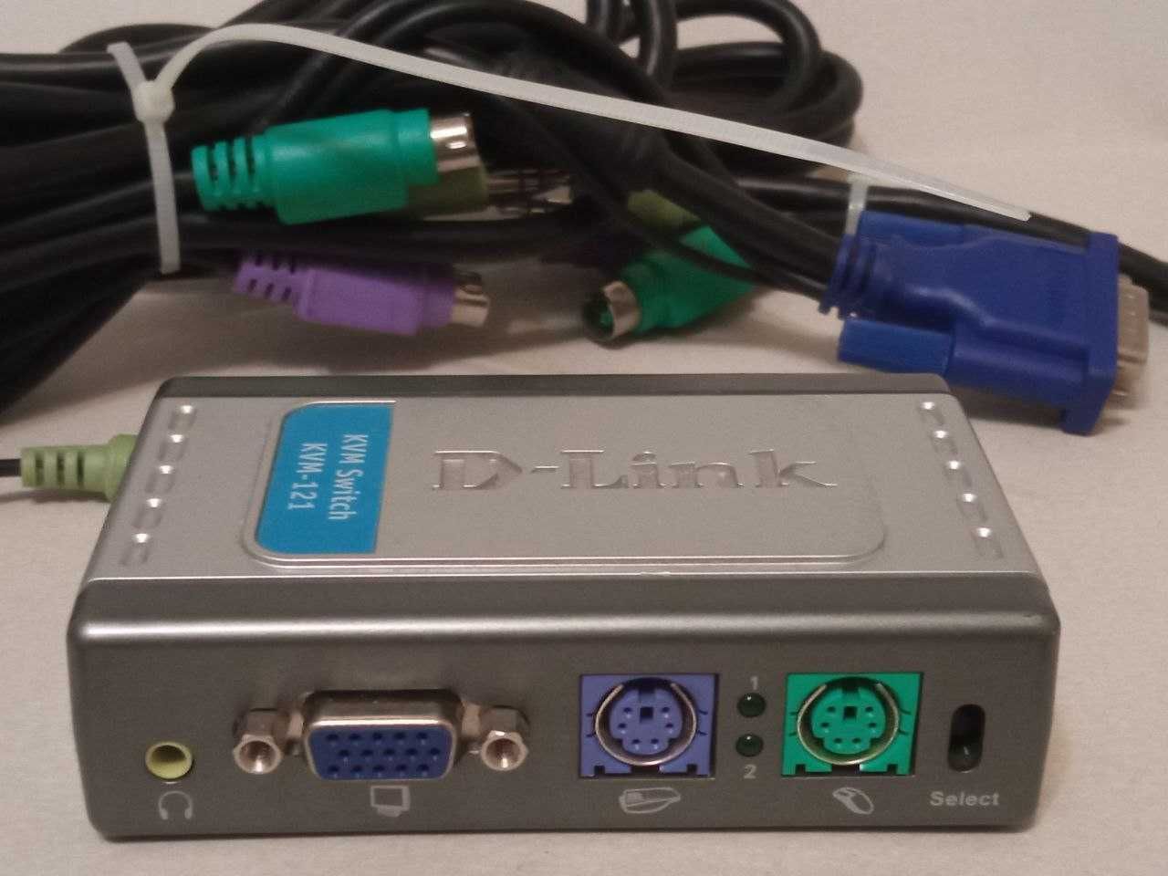 kvm switch квм свич d-link kvm-121 и два кабеля