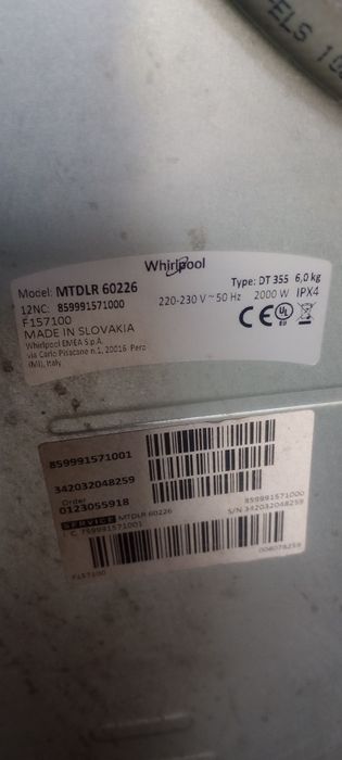 Części z pralki Whirlpool  MTDLR 60226, programator, na części
