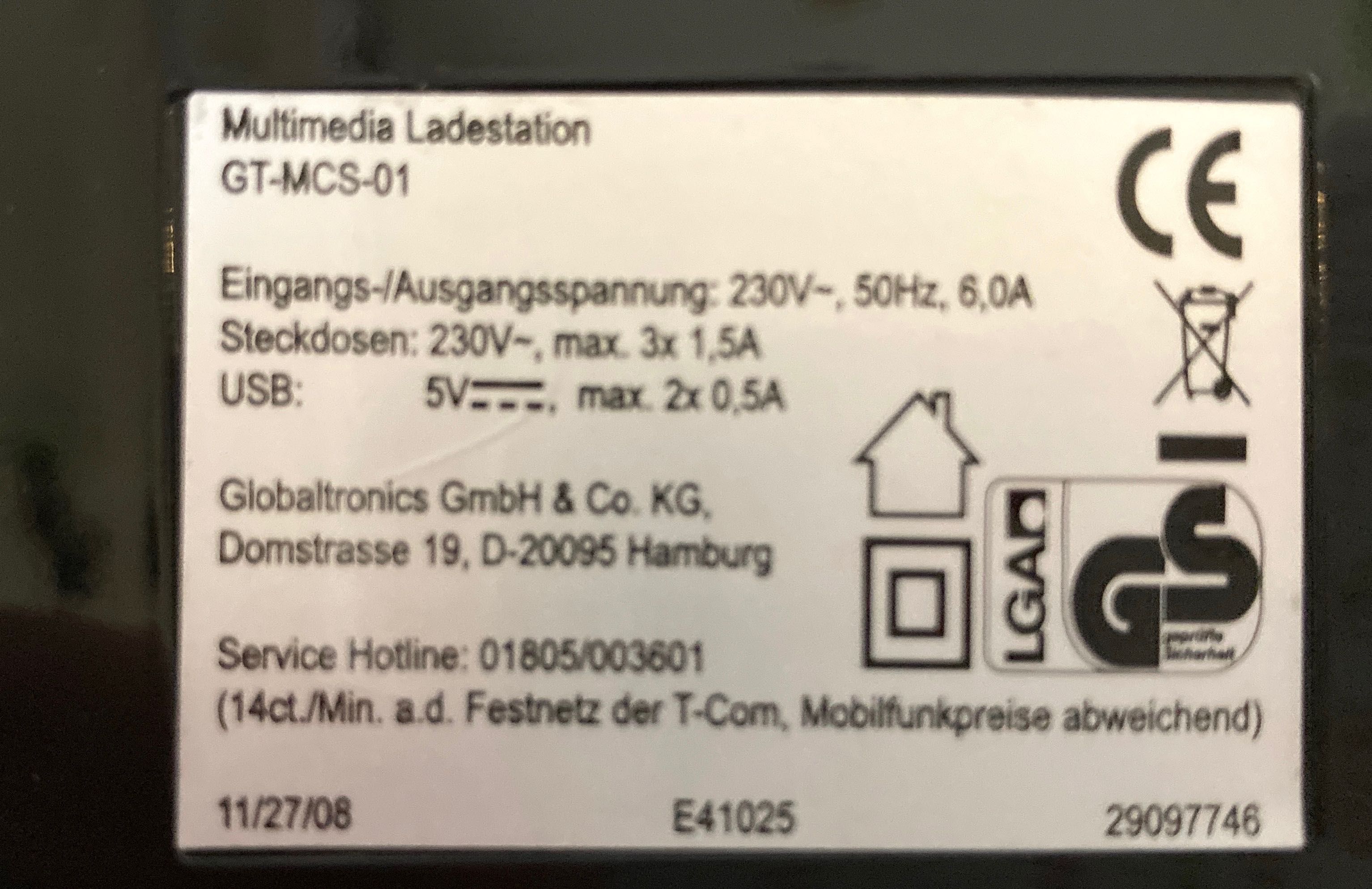 GT-MCS-01 Stacja Ładowania Multimedia
Uszkodzona