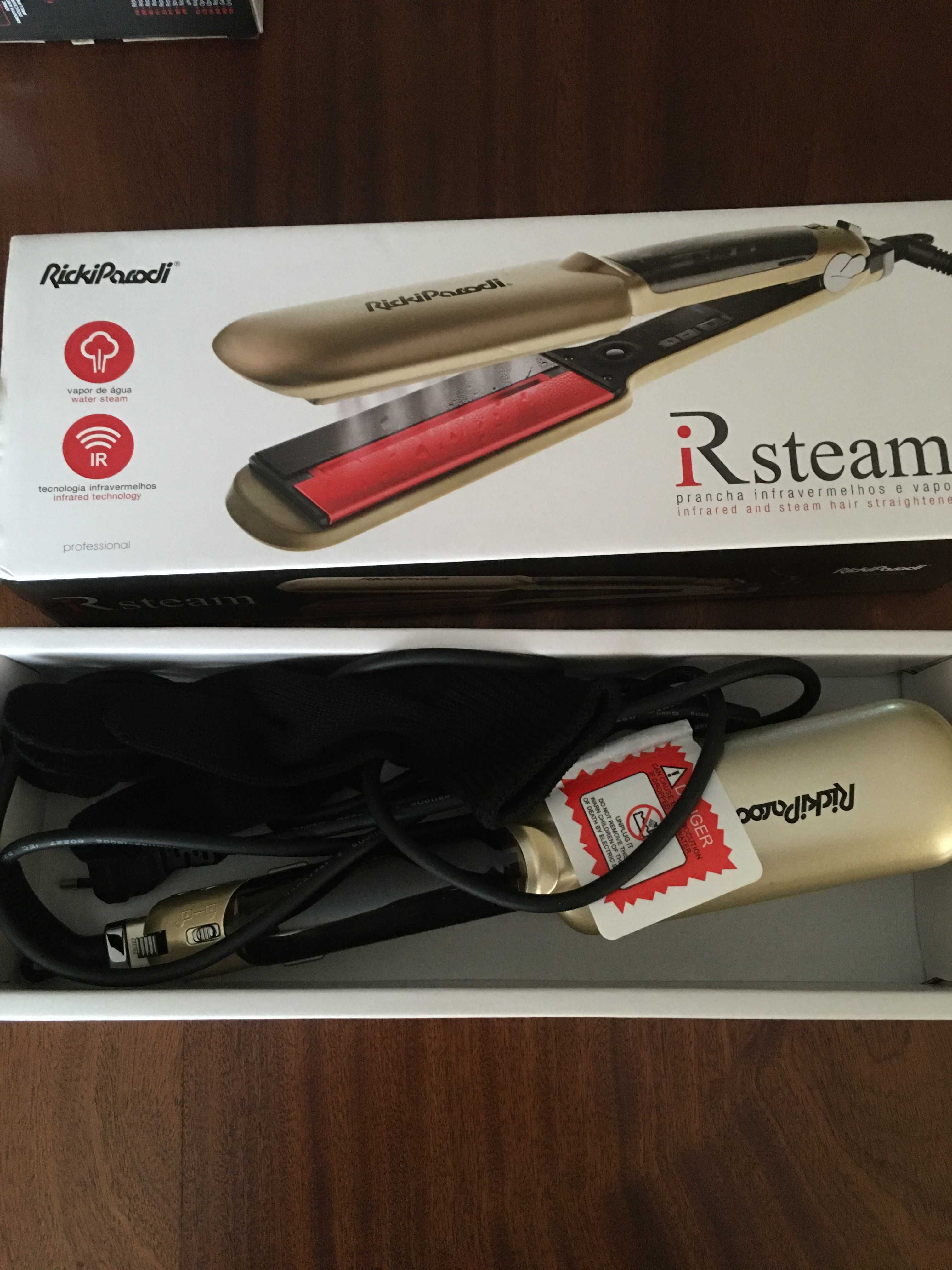 Prancha Cabelo Infravermelhos Vapor RickiParodi IRsteam Dourada – Nova