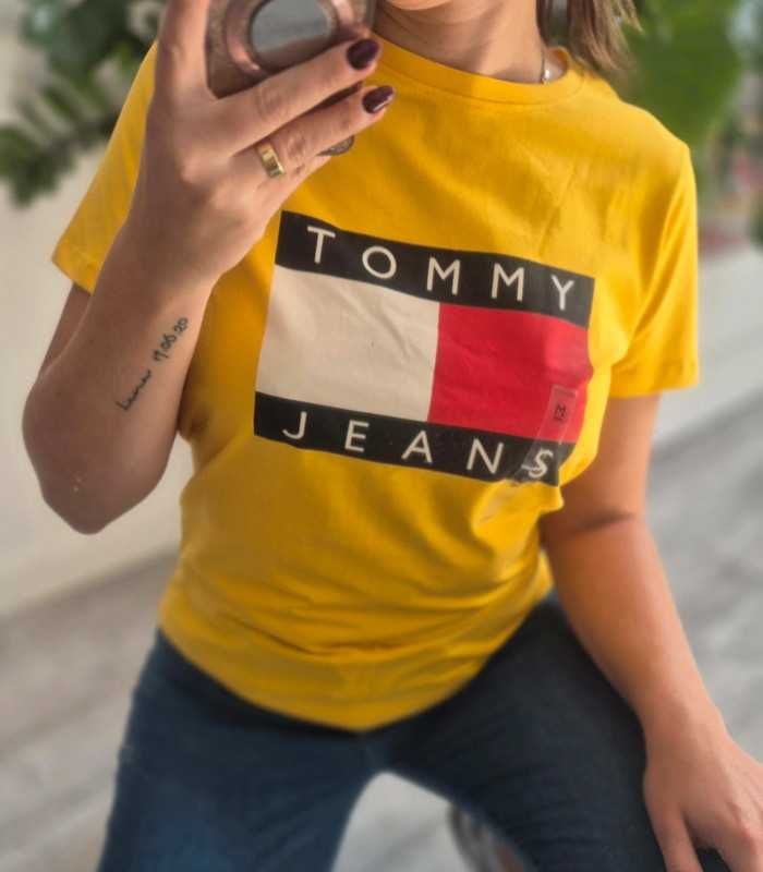 Koszulka T-shirt Damski Tommy Hilfiger żółty  L XL