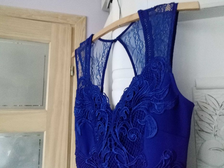NOWA sukienka z gipiurą koronkowa Sylwester wesele bal elegancka 40 L