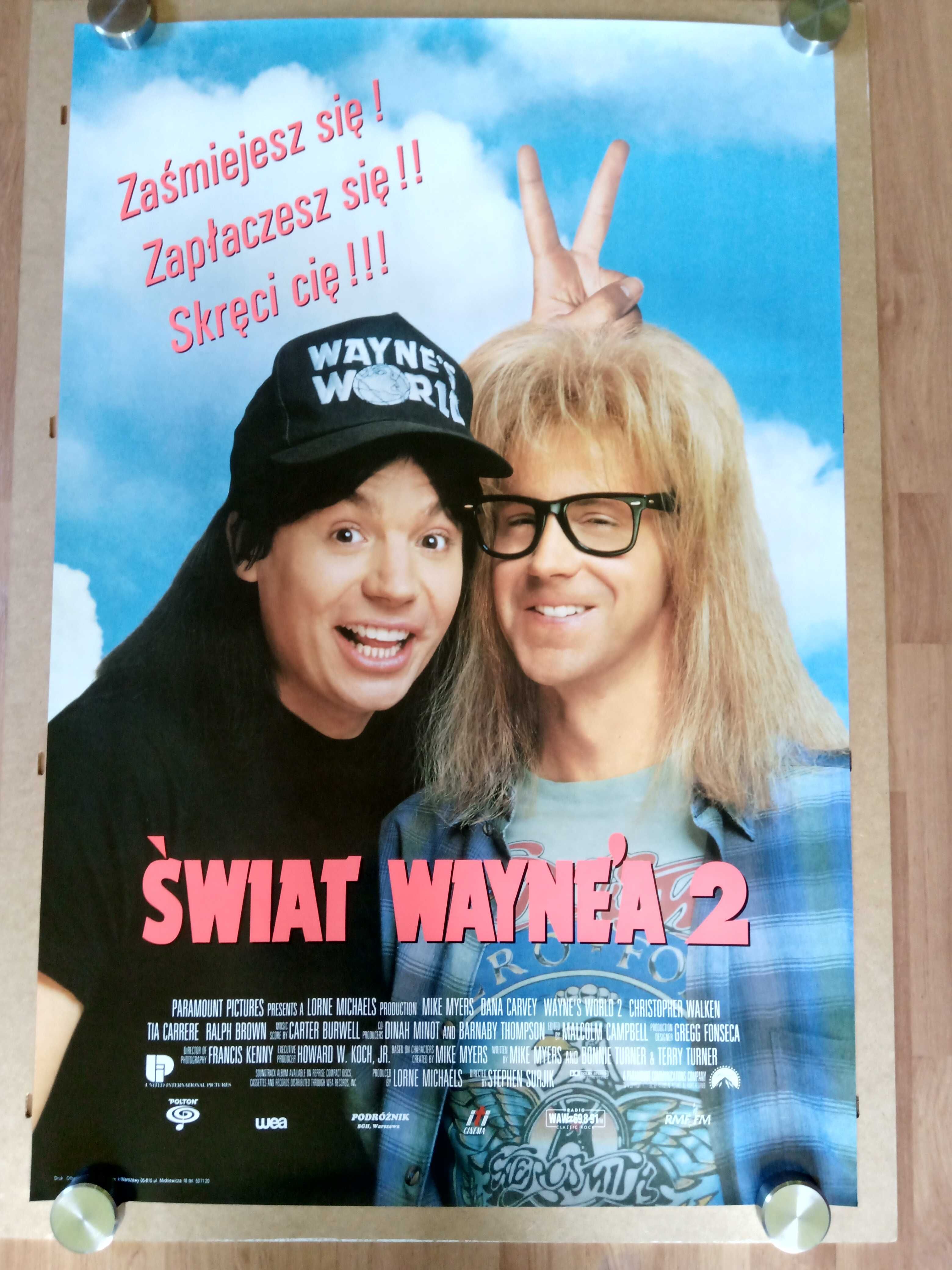 Plakat filmowy Świat Wayne'a 2. Oryginał z 1994 roku.