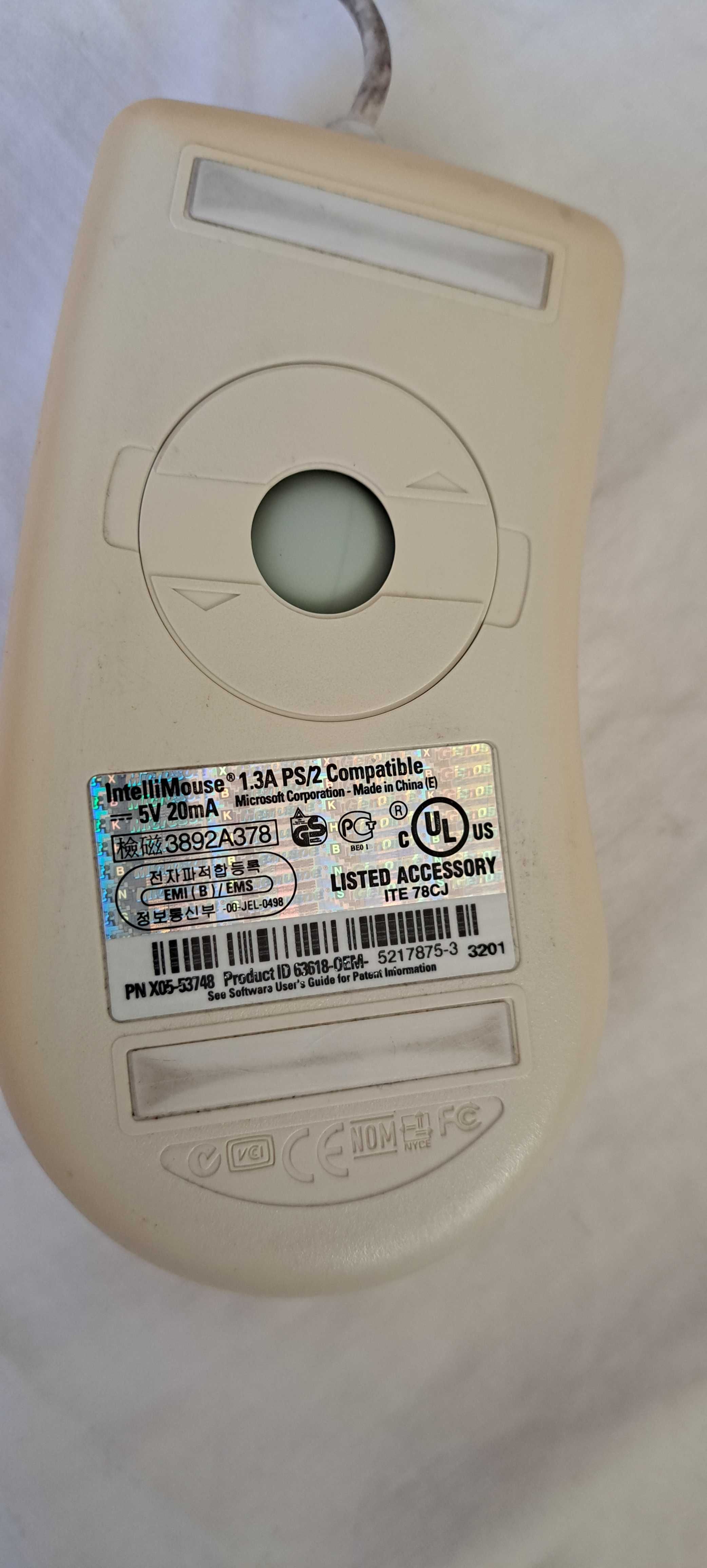 Mysz, Myszka Microsoft Na PS/2 Intelli Mouse 1.3A na kulkę