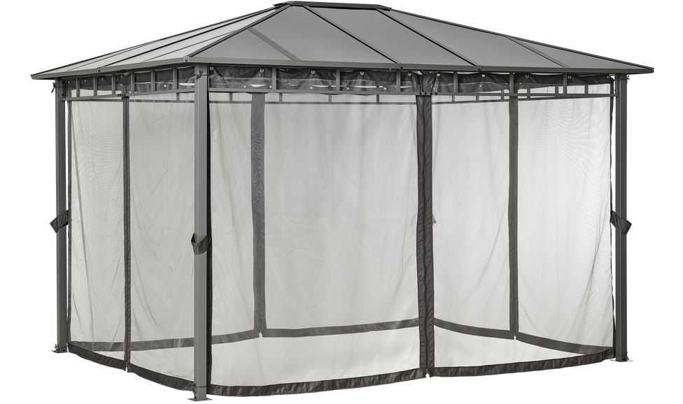 Moskitiery z karniszami do pergoli/ altany ogrodowej 3x3,6m - antracyt