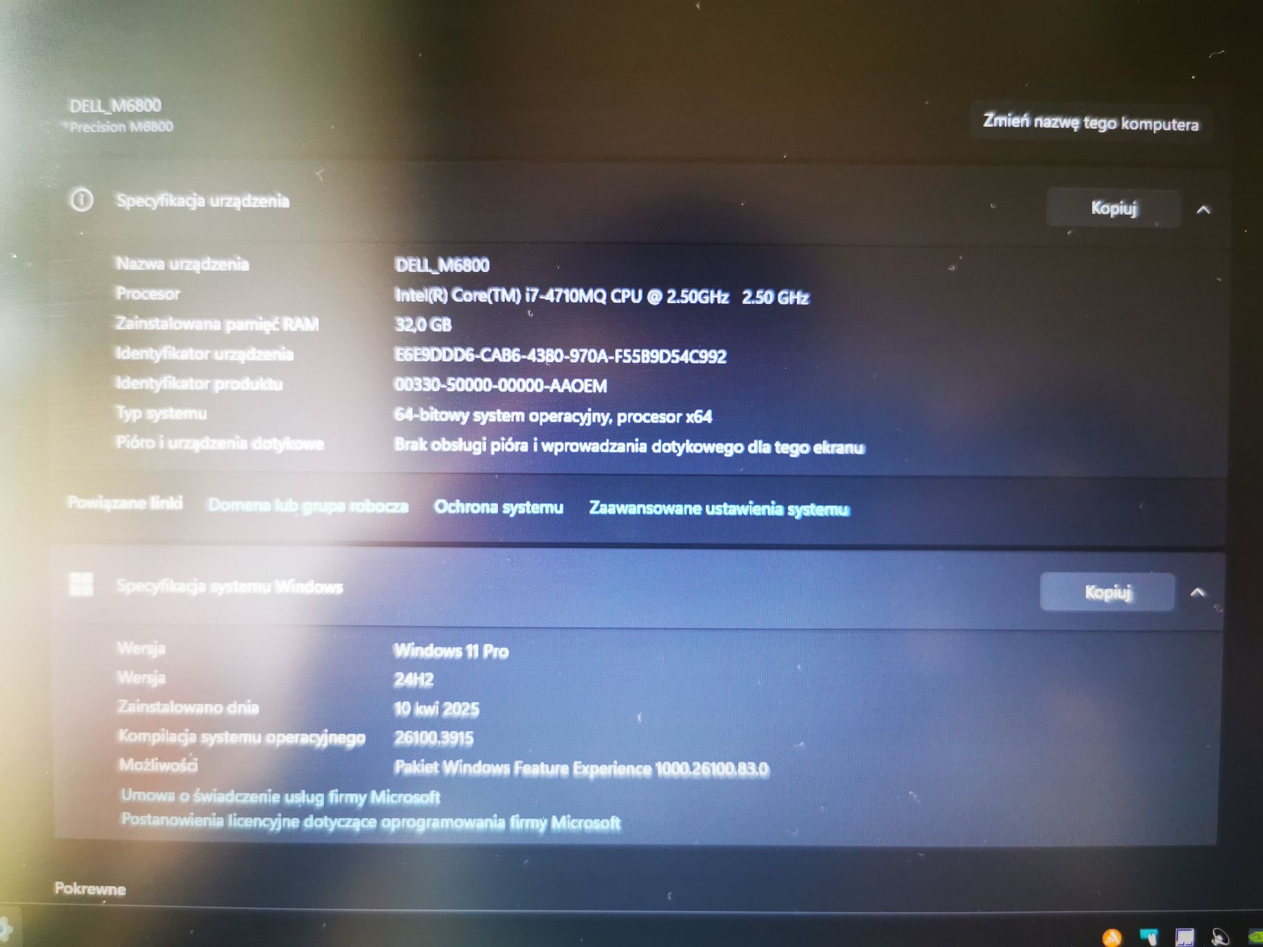 Laptop Dell M6800 17" i7 8X 2.5GHZ 500GB SSD 32GB RAM K3100M 4GB VRAM!