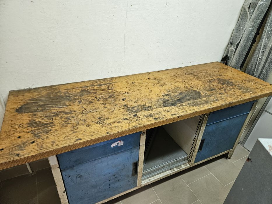 Stół warsztatowy mega ciężki blat drewniany 40 mm
