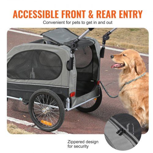 Dog Bike Trailer, suporta até 88 libras, porta-bicicletas 2 em 1 para