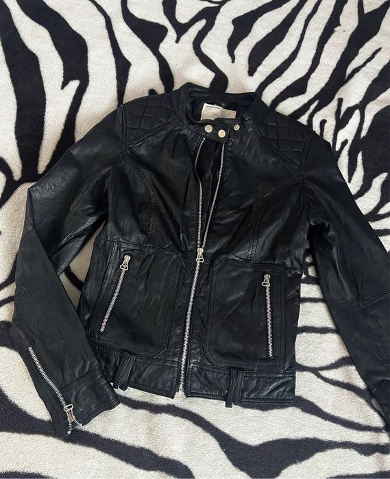 Kurtka skórzana ramoneska Zara skóra naturalna leather
