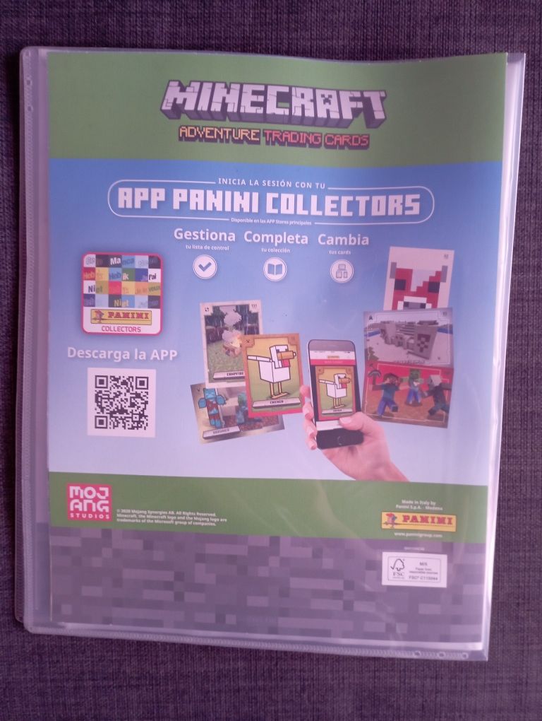 Caderneta Cartas Minecraft incompleta