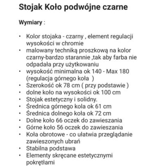 Stojak koło podwójne na bieliznę