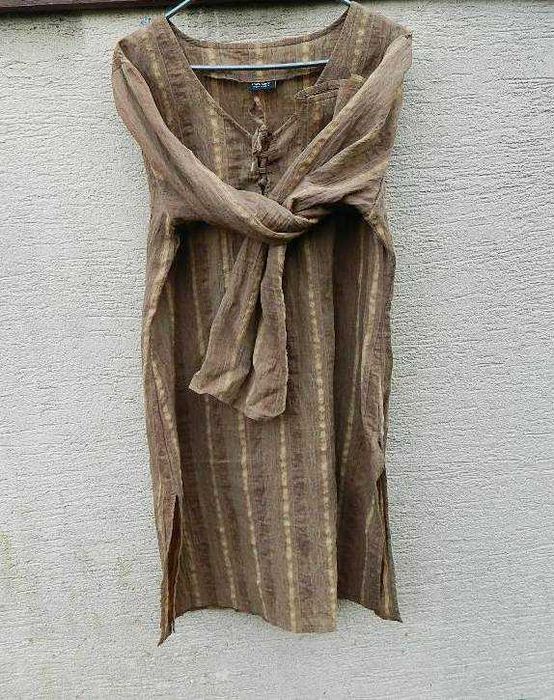 Bon'a Parte Prosta brązowa tunika w pionowe pasy 40/42