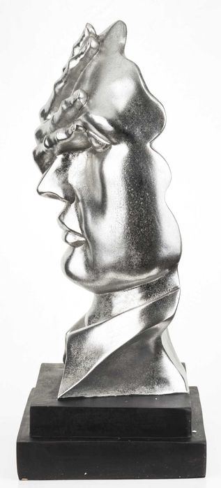 Figurka srebrna twarz zasłonięta ręką maska ozdoba na prezent 139216