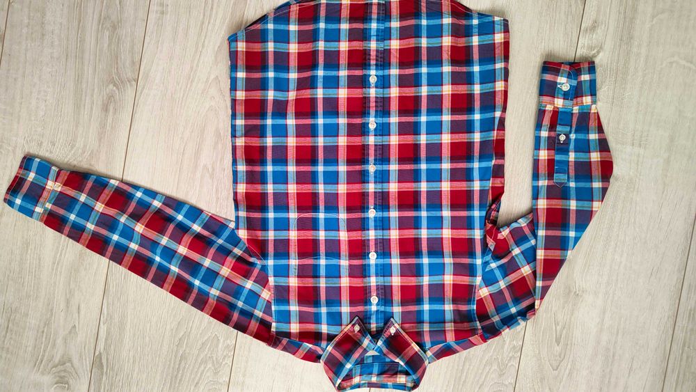 koszula z długim rękawem w kratę elegancka świąteczna 134/140