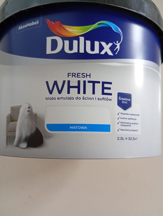 Farba Dulux do ścian i sufitów biała 2.5 litra
