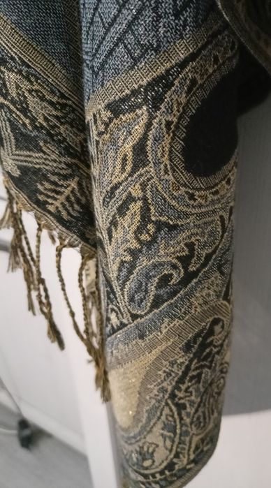 Ogromny xxxl szal vintage kaszmirowy dwustronny 100% kaszmir