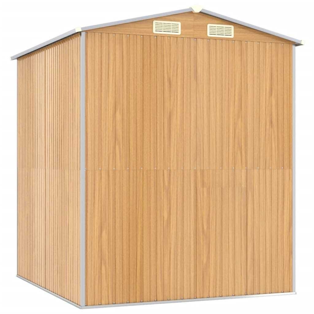 Abrigo de Jardim 192x191x223 cm em Aço Galvanizado Castanho