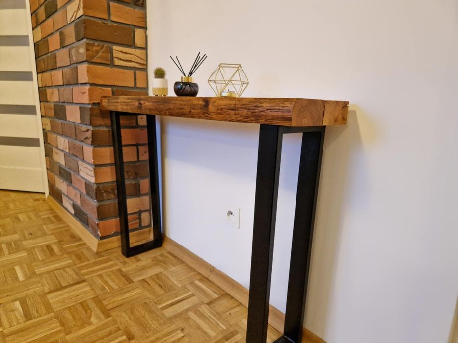 Konsola sosnowa drewniana w stylu loft ręcznie wykonana handmade