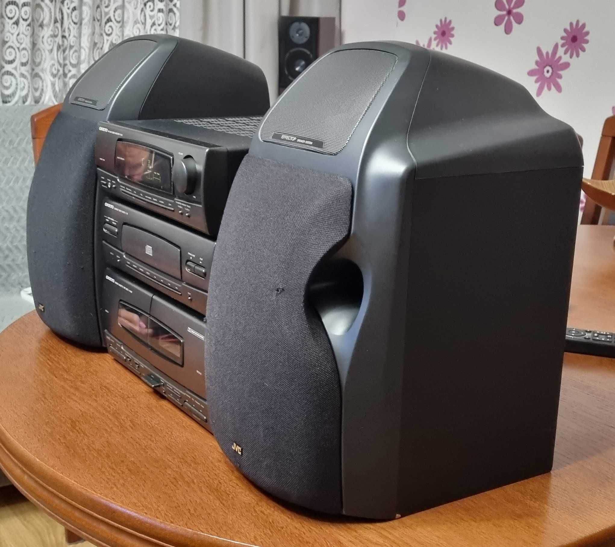 Wieża ONKYO R-30 Amplituner, CD, Deck. Kolumny JVC 6 Ohm 100 Wat