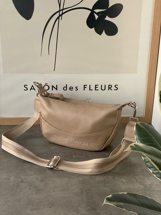 Шкіряна сумка кросбоді бананка італійська. Кожаная кроссбоди Италия