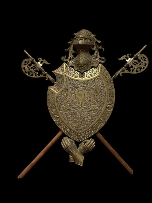 Вінтажне бронзове настінне панно щит картина статуетка скульптура пано