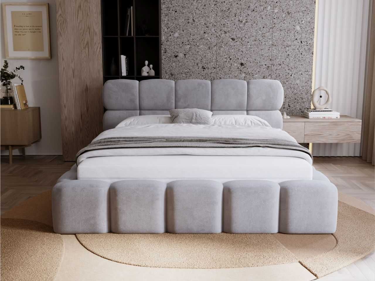 Łóżko tapicerowane SANTO 120/140/160/180x200 tkanina boucle