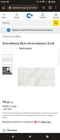Włoski Gres Athena Bianco 30,4x60cm nowe płytki w sumie 4,8m2 kafle
