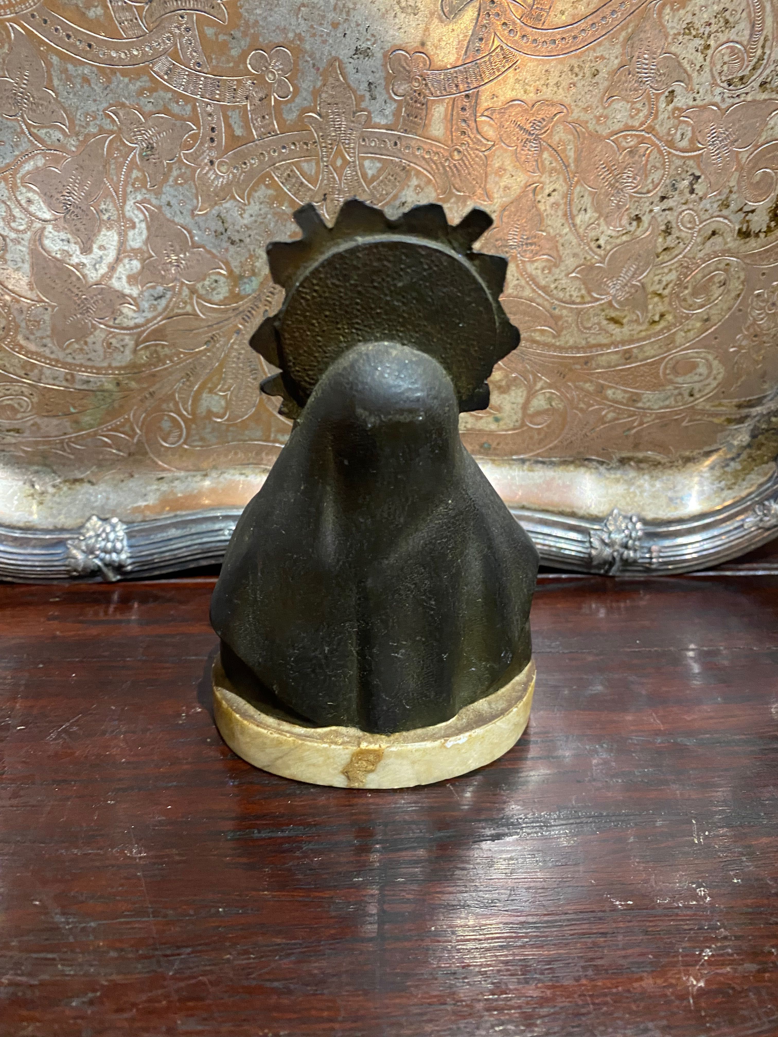 Escultura Nossa Senhora Santa Séc XIX Bronze Itália 13 cm