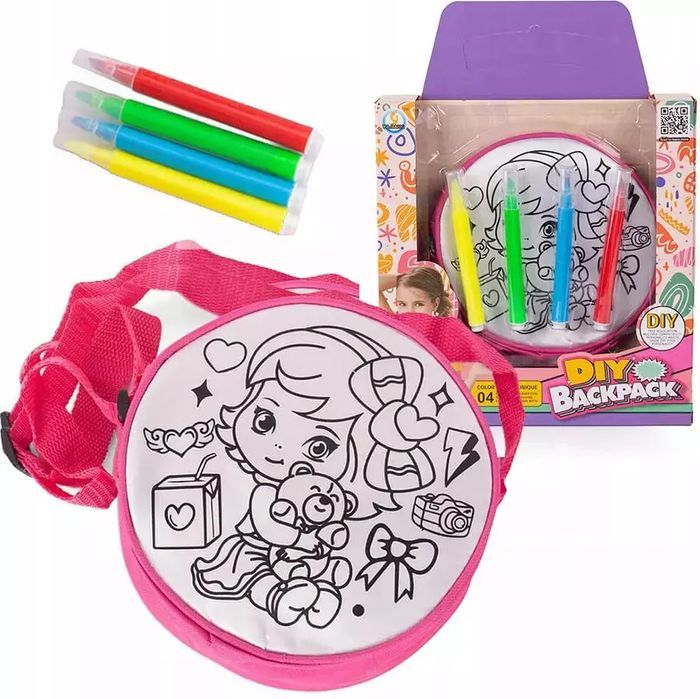 Torebka do pomalowania z pisakami DIY. Lena