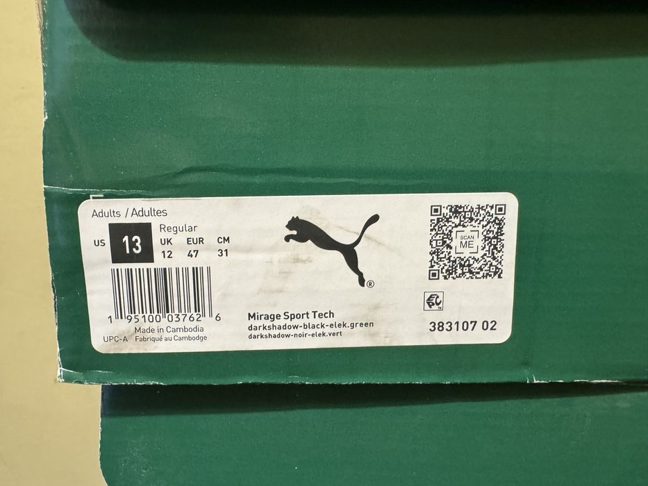 НОВІ PUMA ОРИГІНАЛ 13 47 31см чоловічі кросівки чорні MIRAGE 38310702