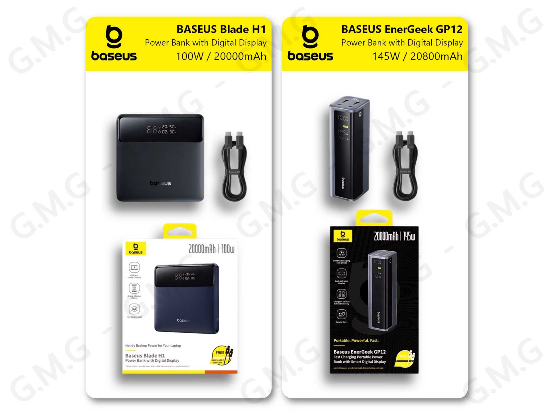 Павербанки BASEUS Blade H1 100W/20000mAh / EnerGeek GP12 145W/20800mAh
