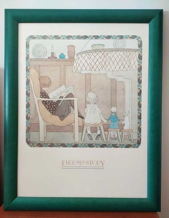Quadro para quarto de criança com ilustração vintage "Fire Side Story"