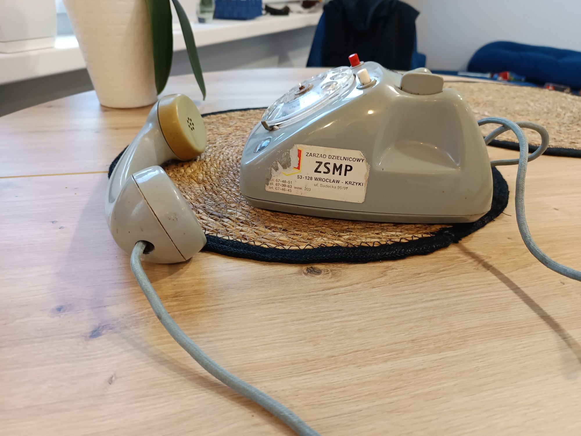 Stary Vintage telefon tarczowy słuchawkowy sekretarski PRL Elektrim
