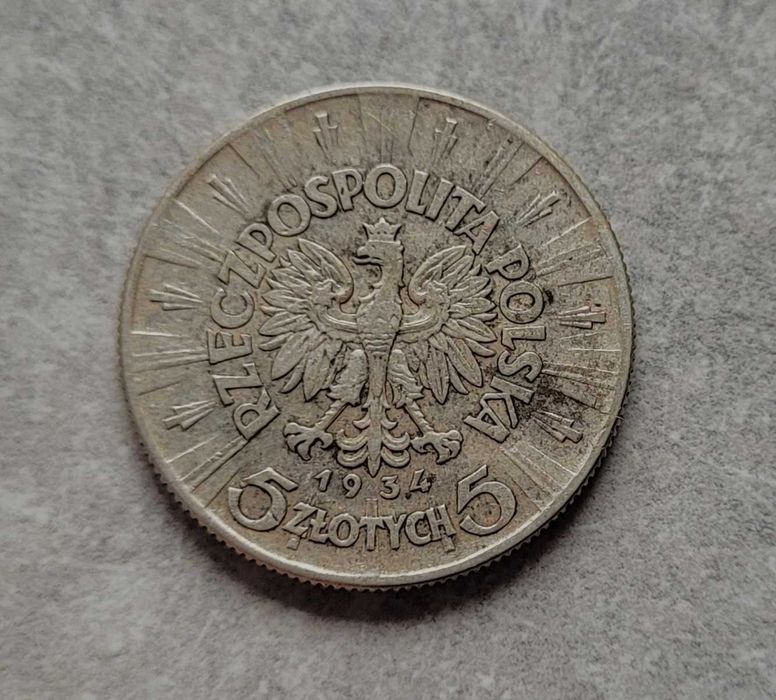 56) POLSKA srebro II RP - 5 Złotych - 1934 r. PIŁSUDSKI