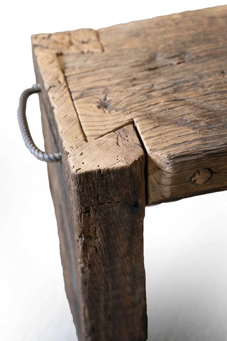 Ławka dębowa rustykalna 152x33x50 cm – dąb słoweński, loft.