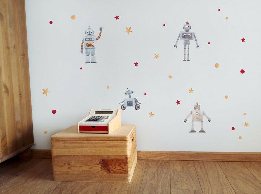 Roboty naklejka na ścianę do pokoju chłopca chłopięcego Zarbo
