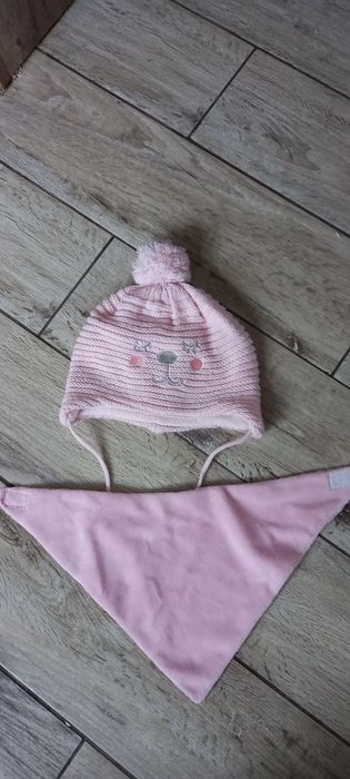 Czapka zimowa i apaszka, zestaw 5.10.15 rozowy